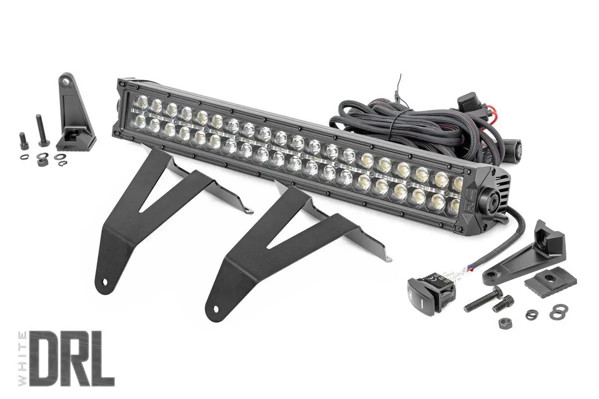 70779Drl  -  Led Light Kit - Bumper Mount - 20" Black Dual Row - White Drl - Ram 1500 (19-24) 1