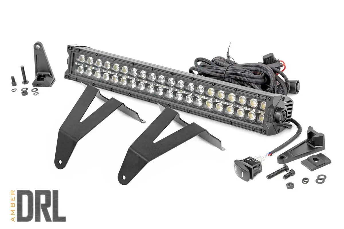 70779Drla  -  Led Light Kit - Bumper Mount - 20" Black Dual Row- Amber Drl - Ram 1500 (19-24) 1