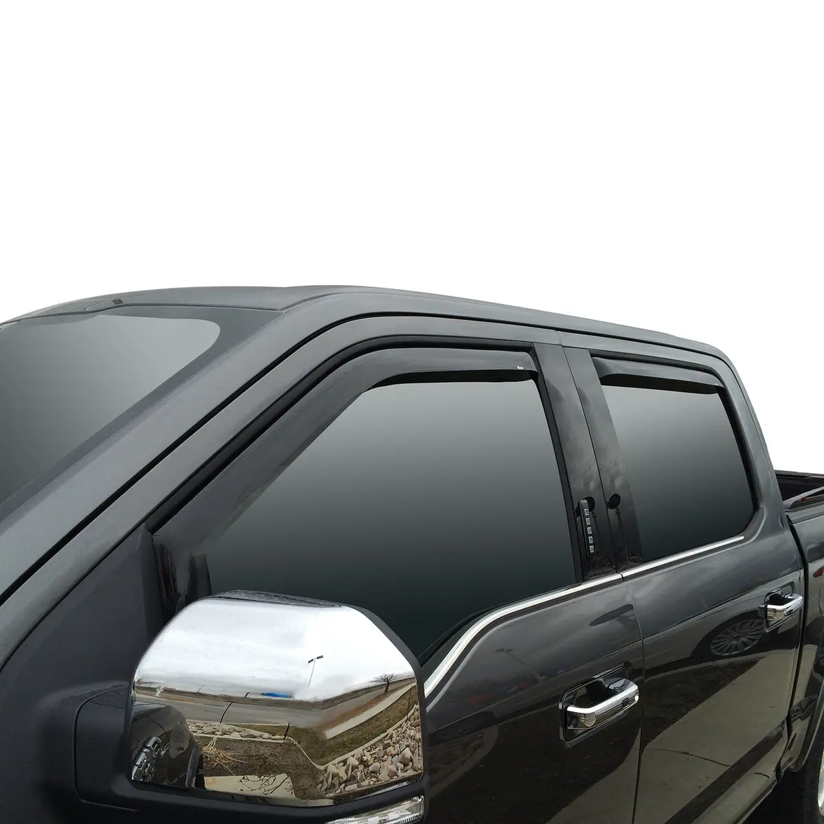 72-37407  -  In-Channel Wind Deflector; 4 Pc.; Smoke; For Super Crew Cab; 1