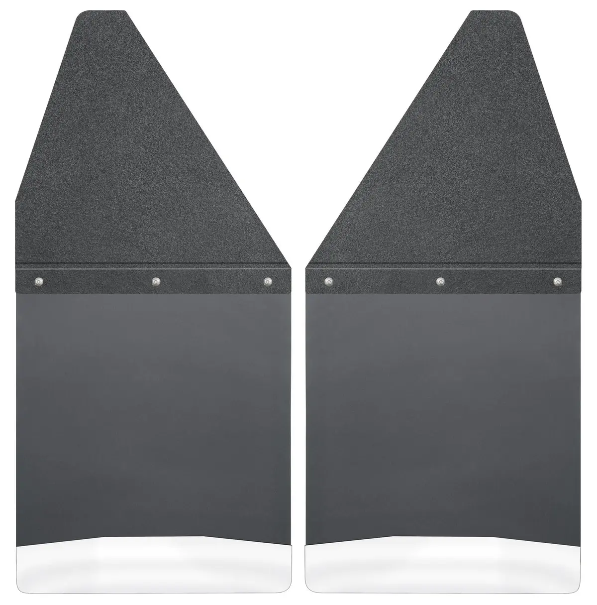 Mud Flaps - Kick Back Mud Flaps 12" Wide - Black Top And Stainless Steel Weight 1