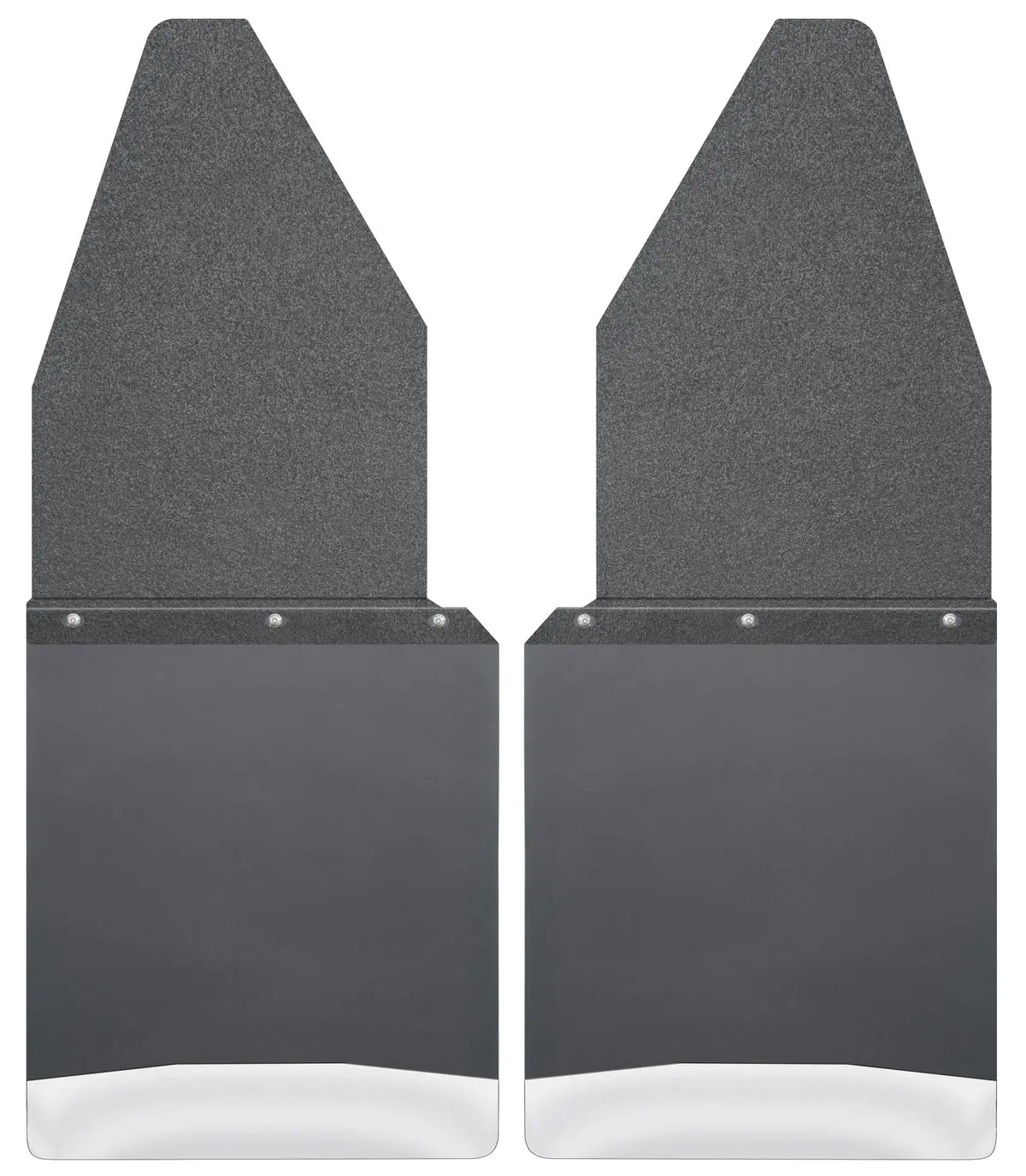 Mud Flaps - Kick Back Mud Flaps 12" Wide - Black Top And Stainless Steel Weight 1