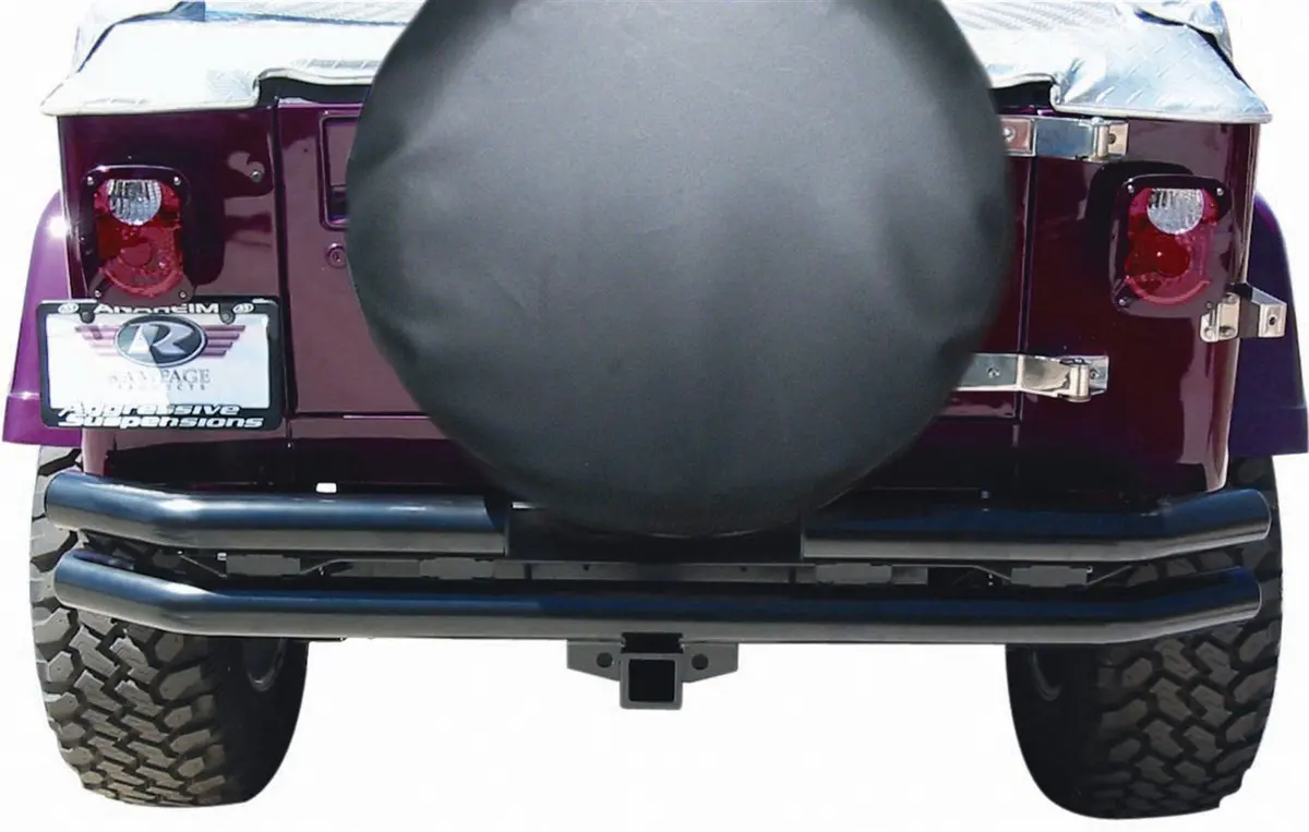 7648  -  Double Tube Bumper Black - Rear With Hitch Receiver 1