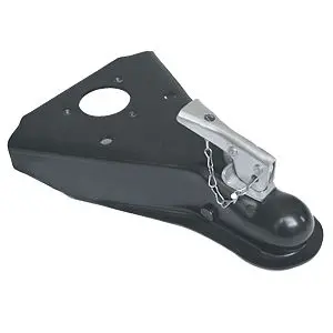 87077  -  Weld On To50 Deg Angle Frames 5K Gross Wt Cap 2" Ball Wedge Latch & Chain Black 1