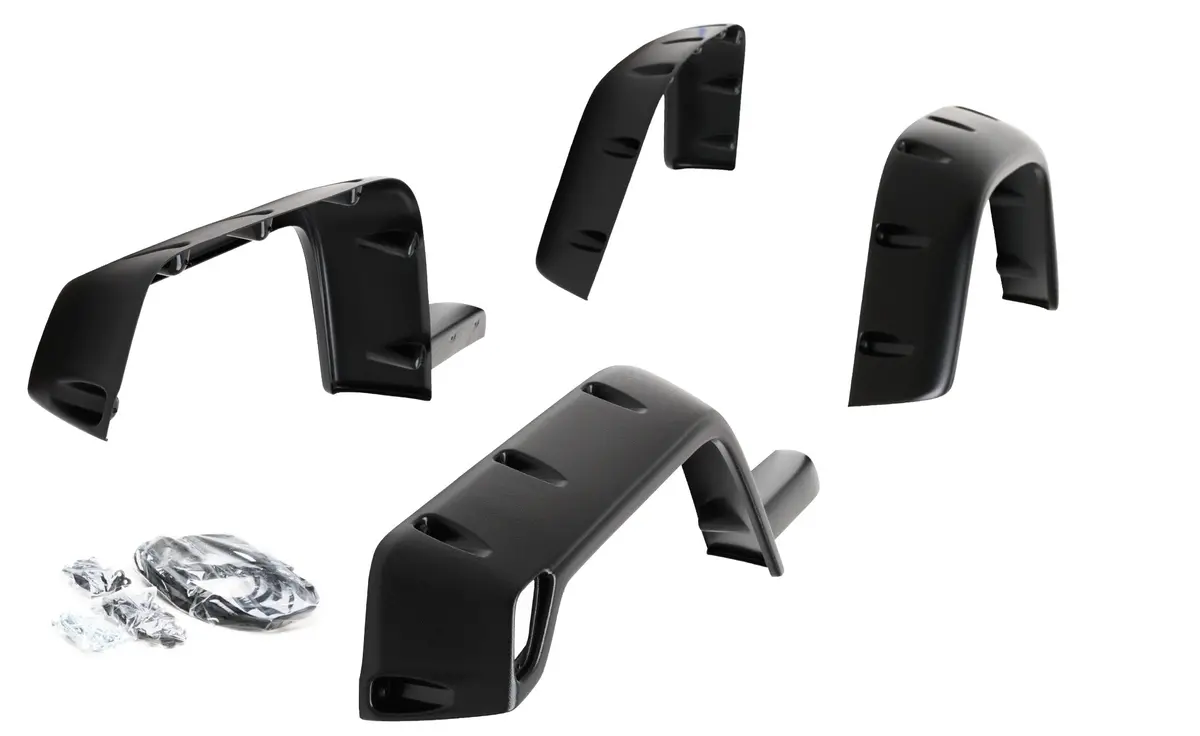 Pffj3001t  -  2 In Tire Coverage Flat Style Textured Black Abs Plastic Without Led Lights Set 1