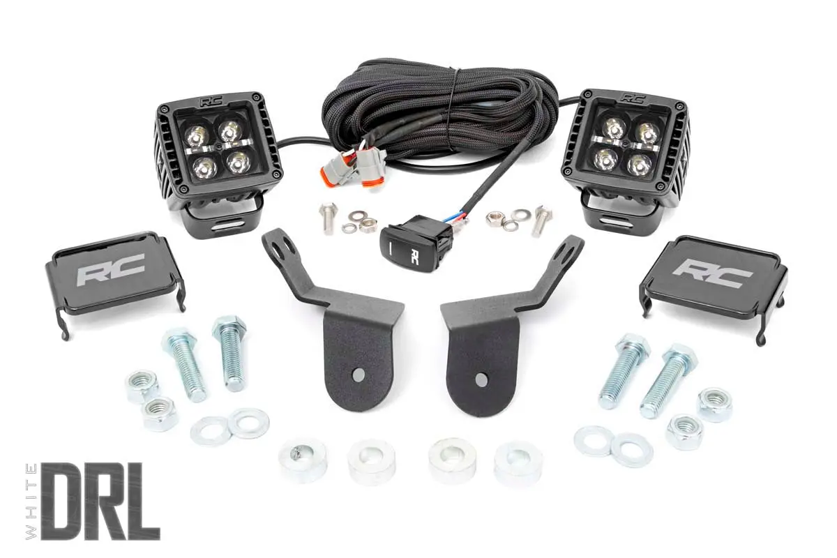 92011  -  Led Light Kit - Cage Mount - 2" Black Pair - White Drl - Honda Pioneer 1000 1