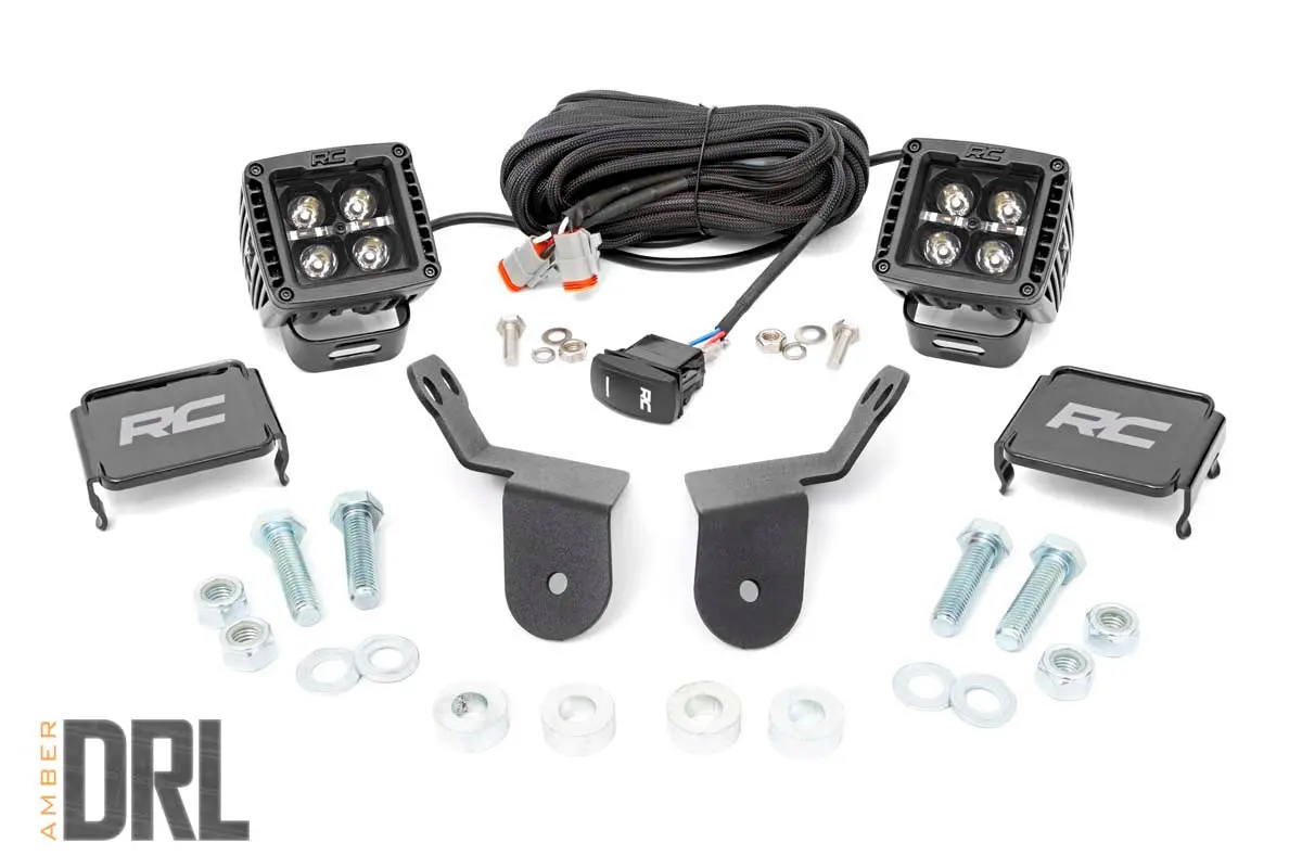 92021  -  Led Light Kit - Cage Mount - 2" Black Pair - Amber Drl - Honda Pioneer 1000 1
