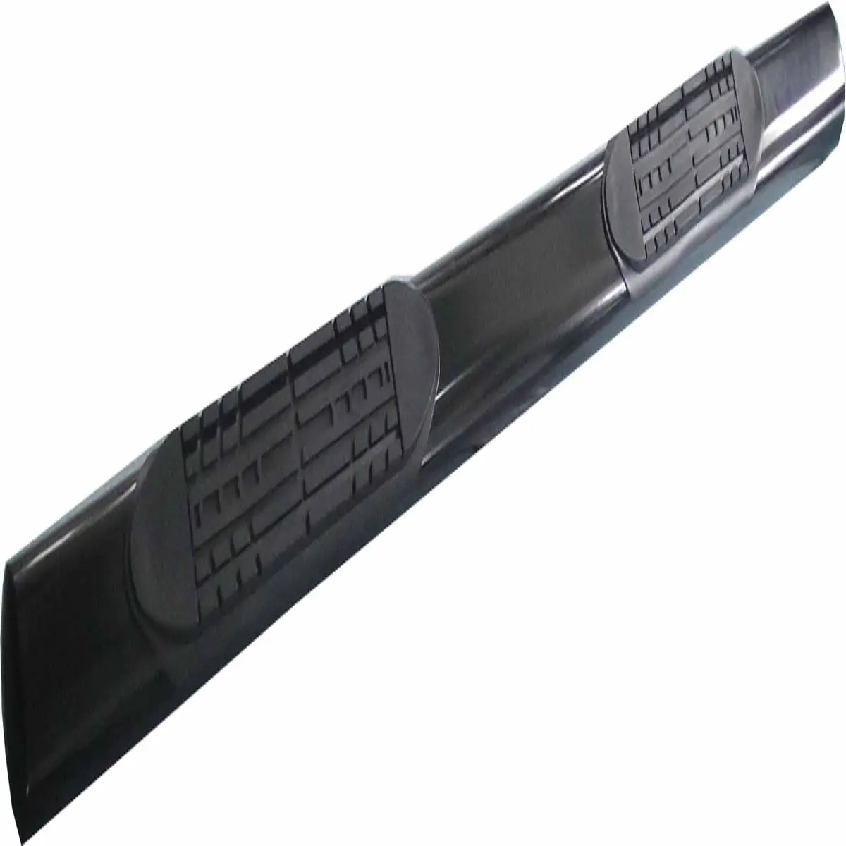 A1544b  -  With Step Pads 4 In Oval Straight Powder Coated Black Mild Steel With Welded End 1