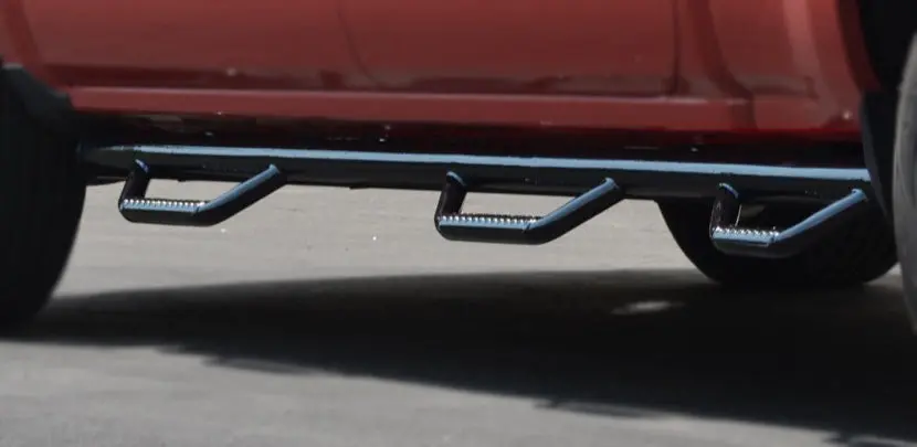 A3343  -  W/Drop Down Steps W/Bed Step 3 In Round Straight Pwdr Ctd Gloss Black Metal 1