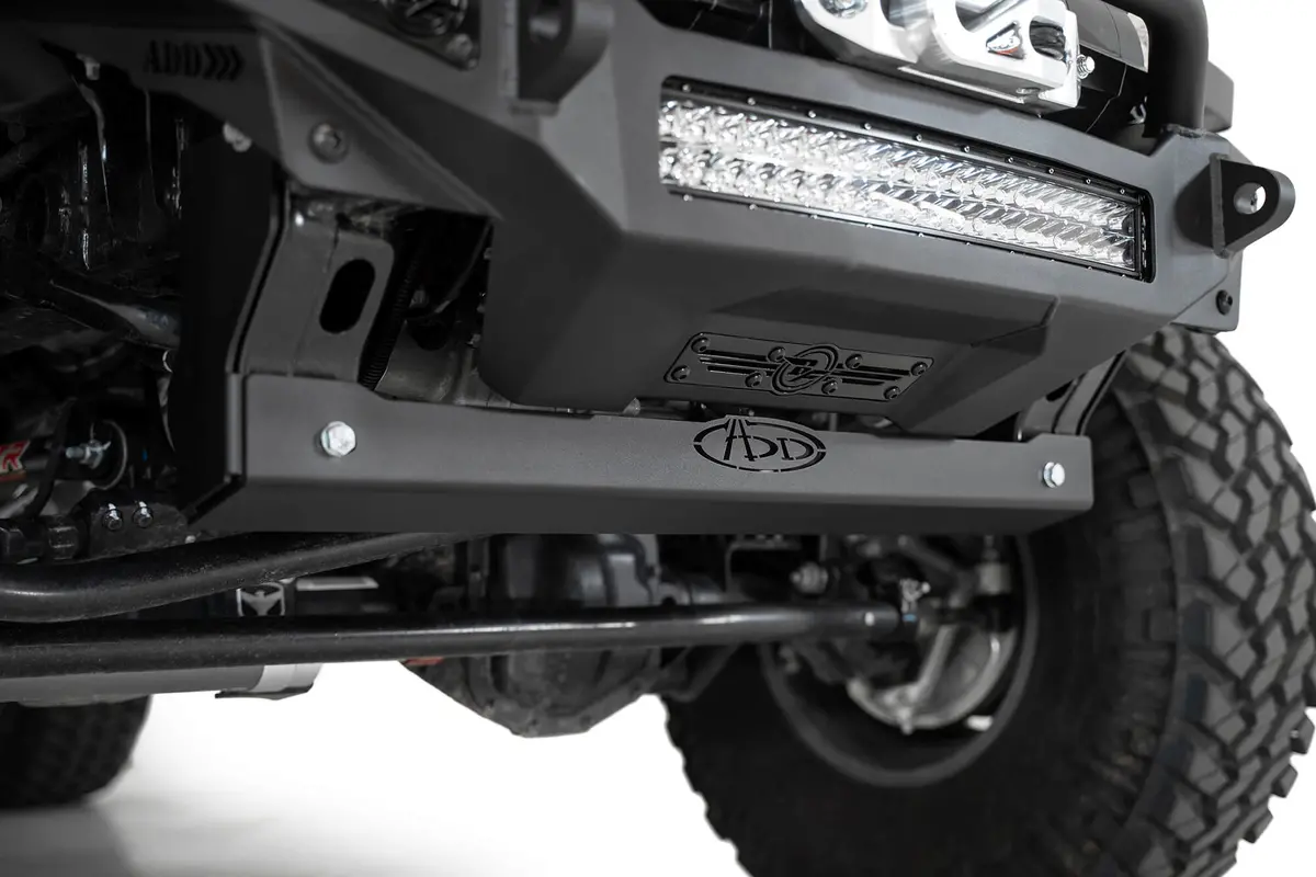 Ac96100801na  -  Jeep Jl /Jt Aluminum Sway Bar Skid Plate In Hammer Black 1