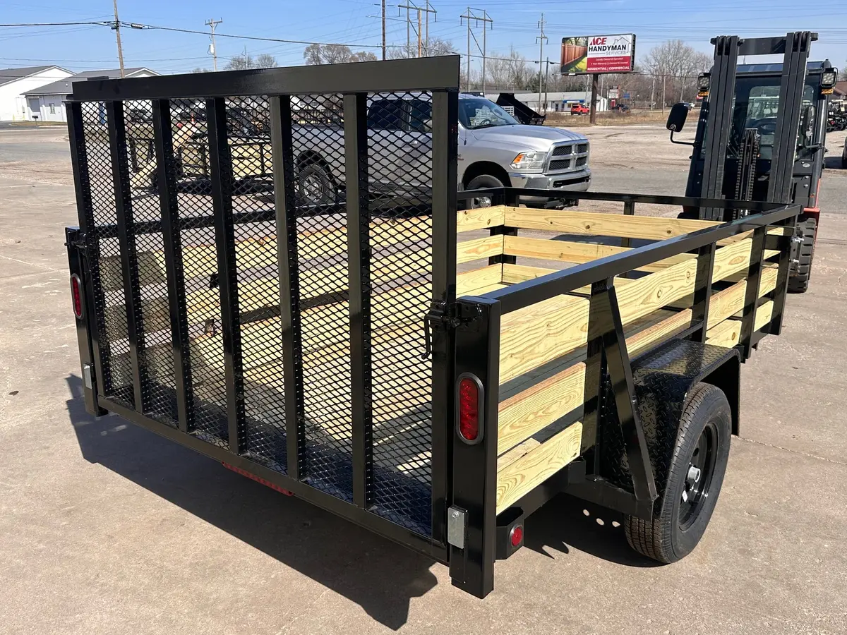 6X10 Utility Trailer With 3 Board Wood Sides 24In Tall - Quality Steel And Aluminum - Model 7410Ansa3.5Kw/Hs 2