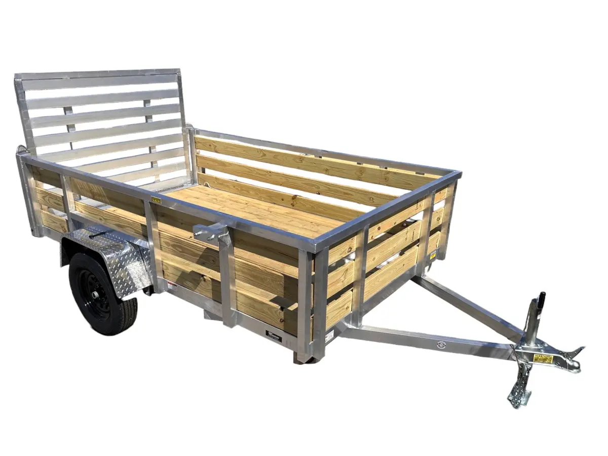 6X10 Aluminum Utility Trailer With 3 Board Wood Sides 24In Tall - Quality Steel And Aluminum  - Model 7410Alslsa3.5Kw/Hs 1
