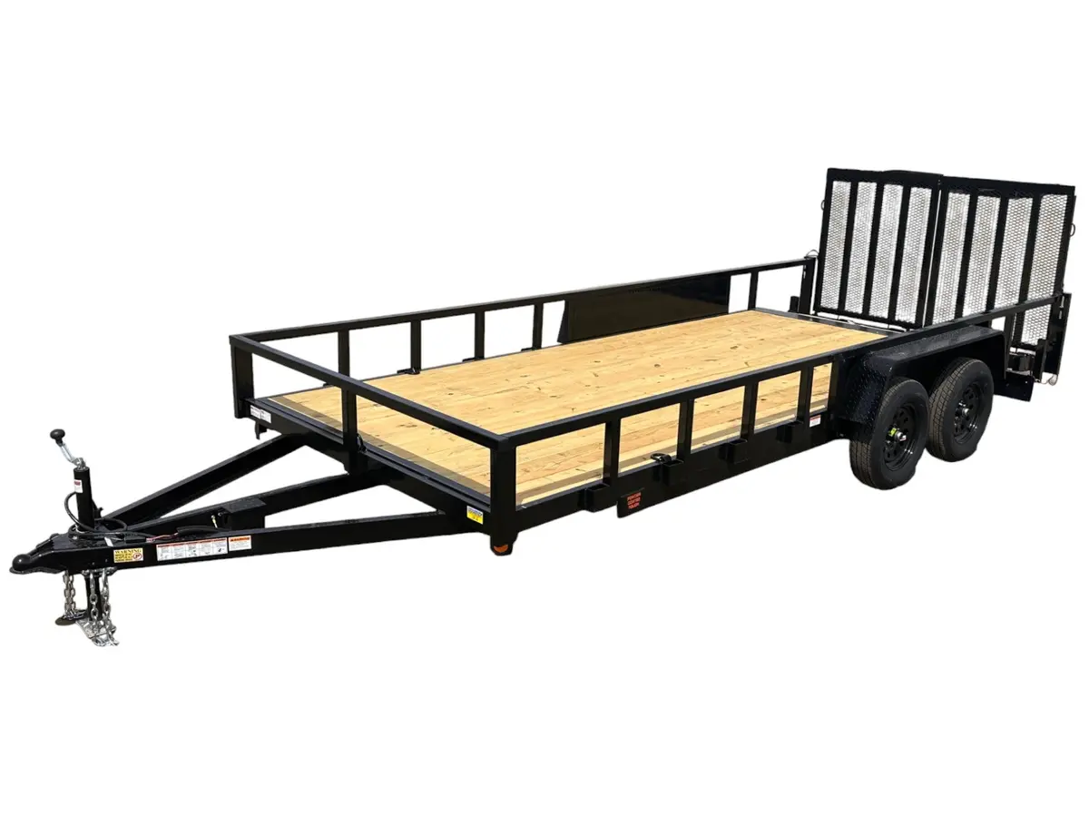 7X18 Tandem Axle Utility Trailer With Angle Iron Sides And Split Gate - Quality Steel And Aluminum  - Model 8318Stdch7kw/Splitgate 1
