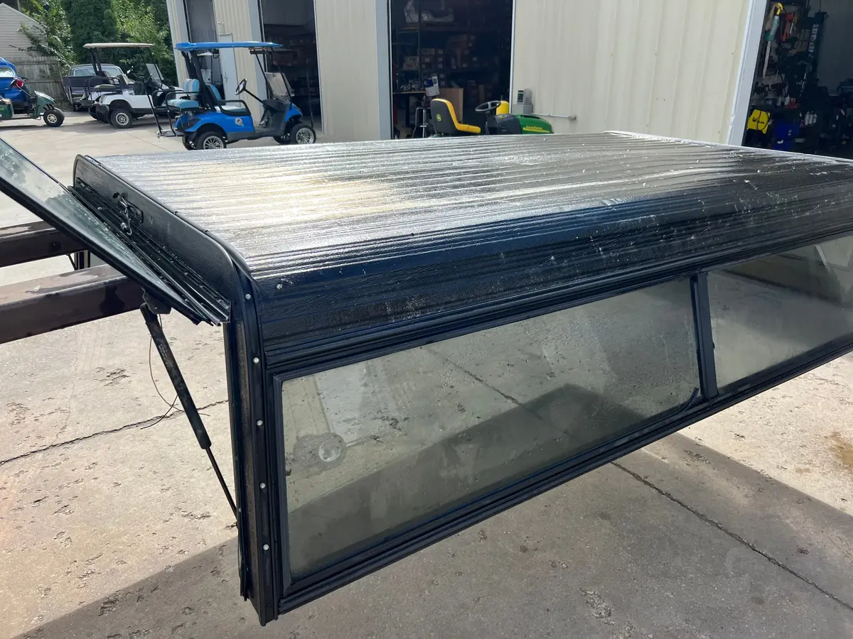 Used Ford F150 8' Long Bed 1997-2003 Aluminum Truck Cap Black B-4-2 1
