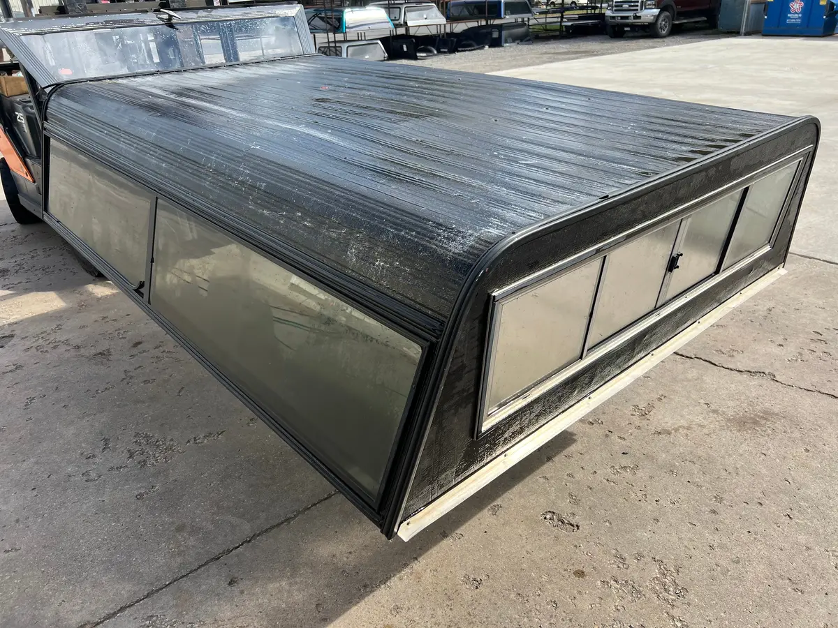 Used Ford F150 8' Long Bed 1997-2003 Aluminum Truck Cap Black B-4-2 2