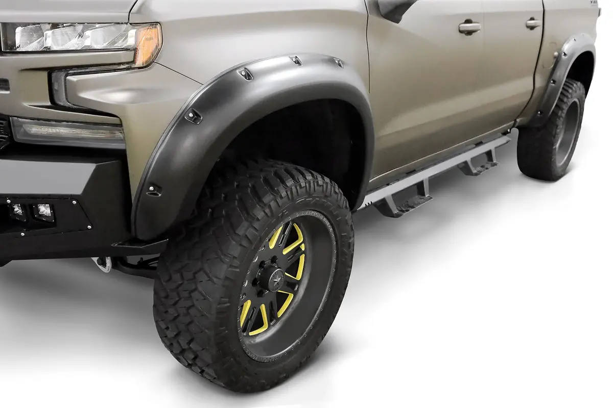 Rivet Style Fender Flare Set - Front And Rear, Smooth, 4-Piece Set 1
