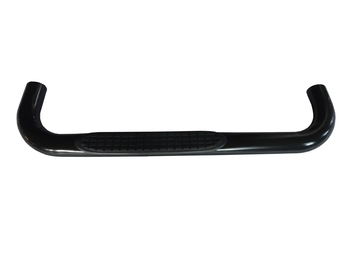 1130301973  -  3 Inch Round Bent Powder Coated Black Steel Without End Caps Rocker Panel Mount 1