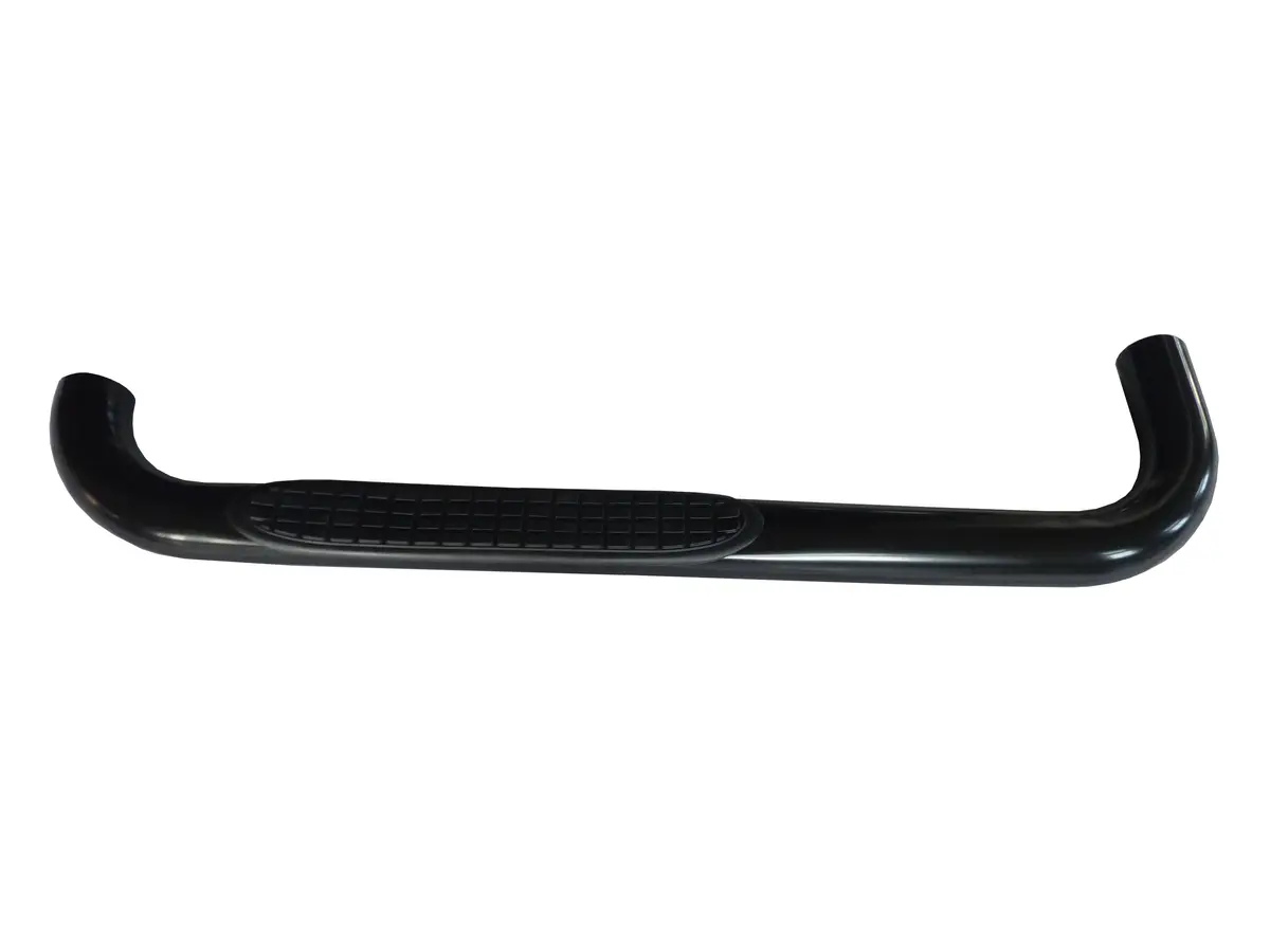 1130343993  -  3 Inch Round Bent Powder Coated Black Steel Without End Caps Rocker Panel Mount 1