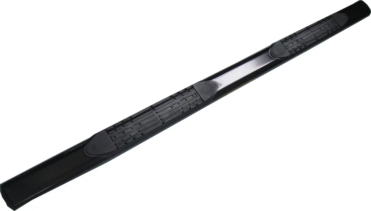 2950522053  -  4 Inch Oval Straight Powder Coated Black Mild Steel Rocker Panel Mount 1