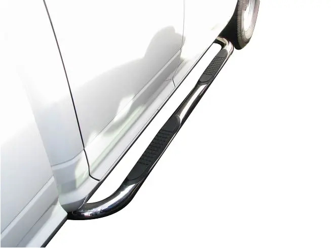 A0415ss  -  3 Inch Round Bent Pol Stainless Steel With Plastic End Caps Rocker Panel Mount 1