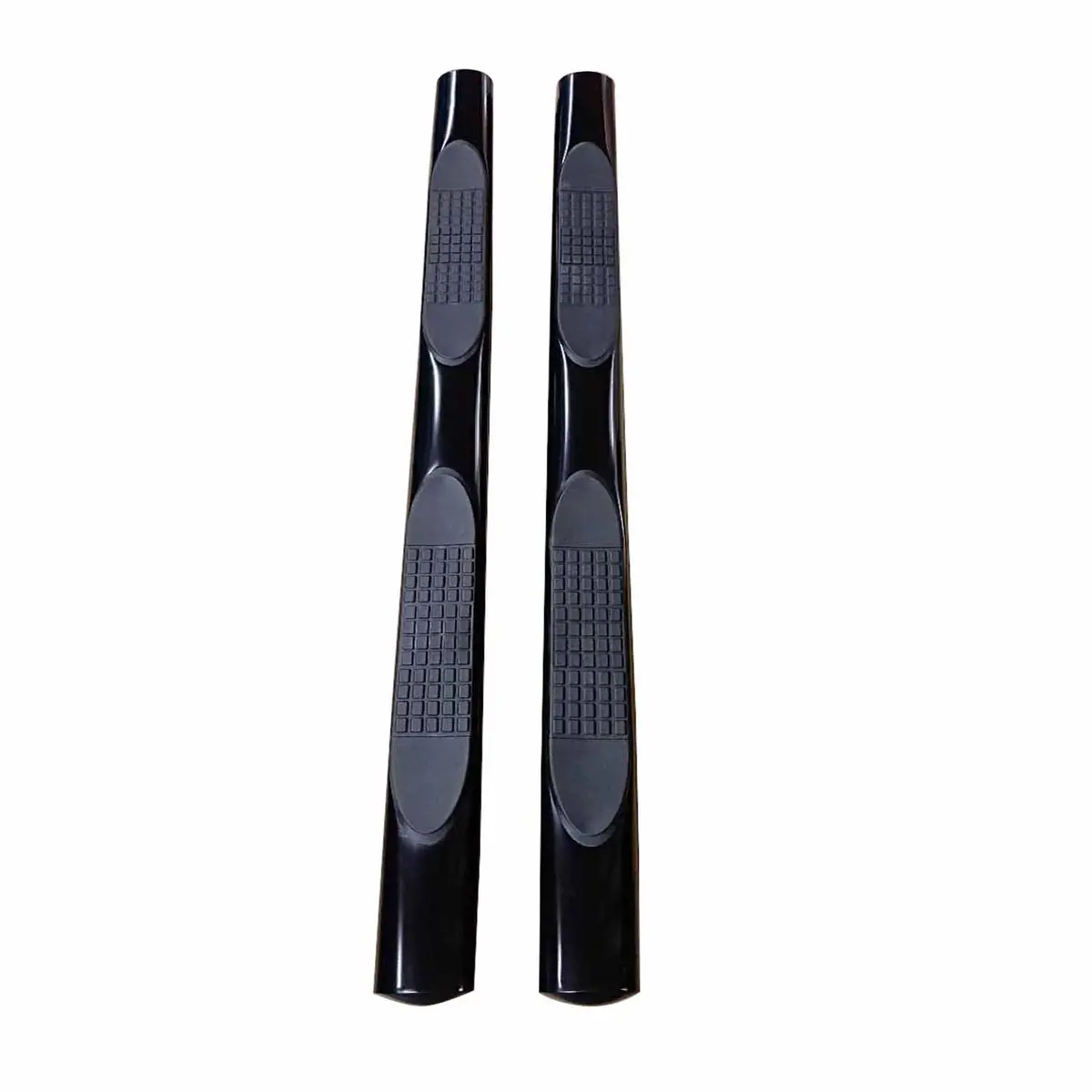 A1543b  -  With Step Pads 4 In Oval Straight Powder Coated Black Mild Steel With Welded End 1