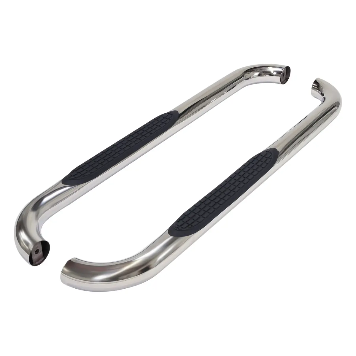 A0032s  -  3 Inch Round Bent Pol Stainless Steel Without End Caps Rocker Panel Mount 1