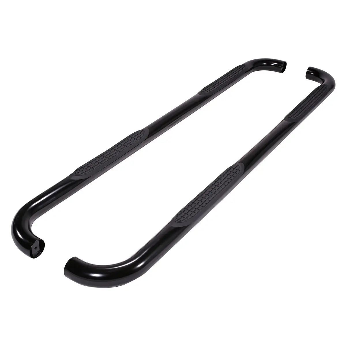 A0038b  -  3 Inch Round Bent Powder Coated Black Steel Without End Caps Rocker Panel Mount 1