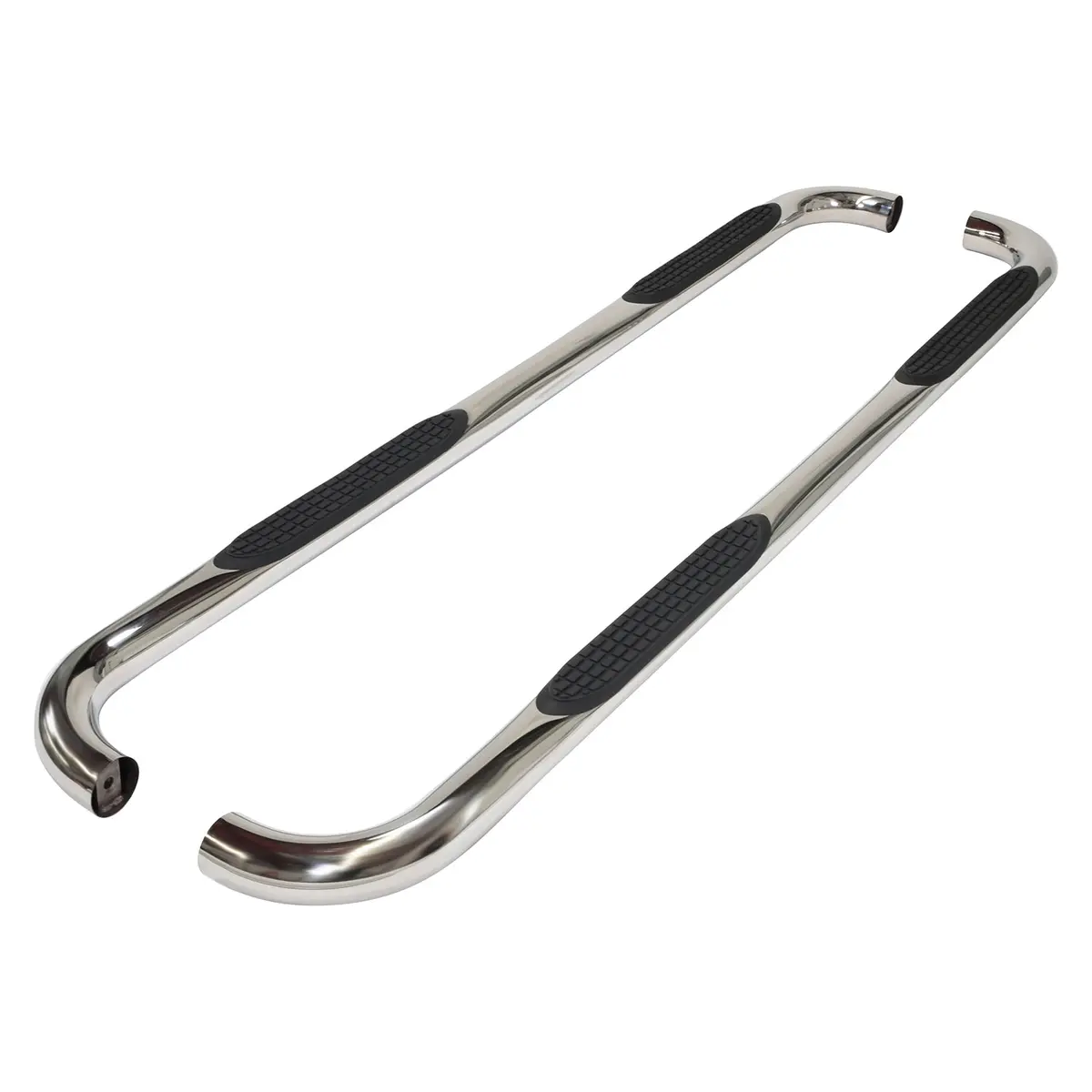 A0006s  -  3 Inch Round Bent Pol Stainless Steel Without End Caps Rocker Panel Mount 1