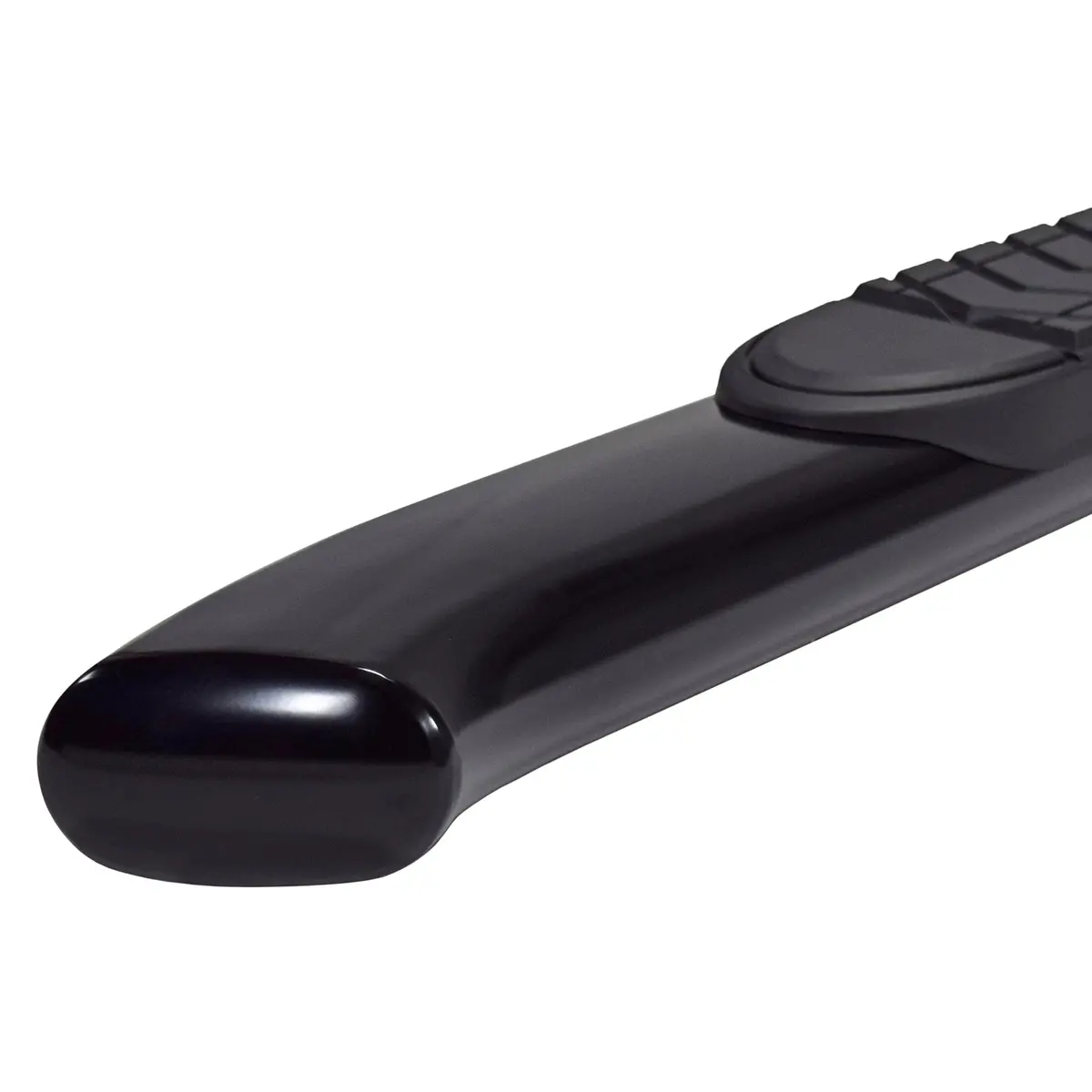 A7063b  -  5 Inch Oval Bent Powder Coated Black Steel Rocker Panel Mount 1