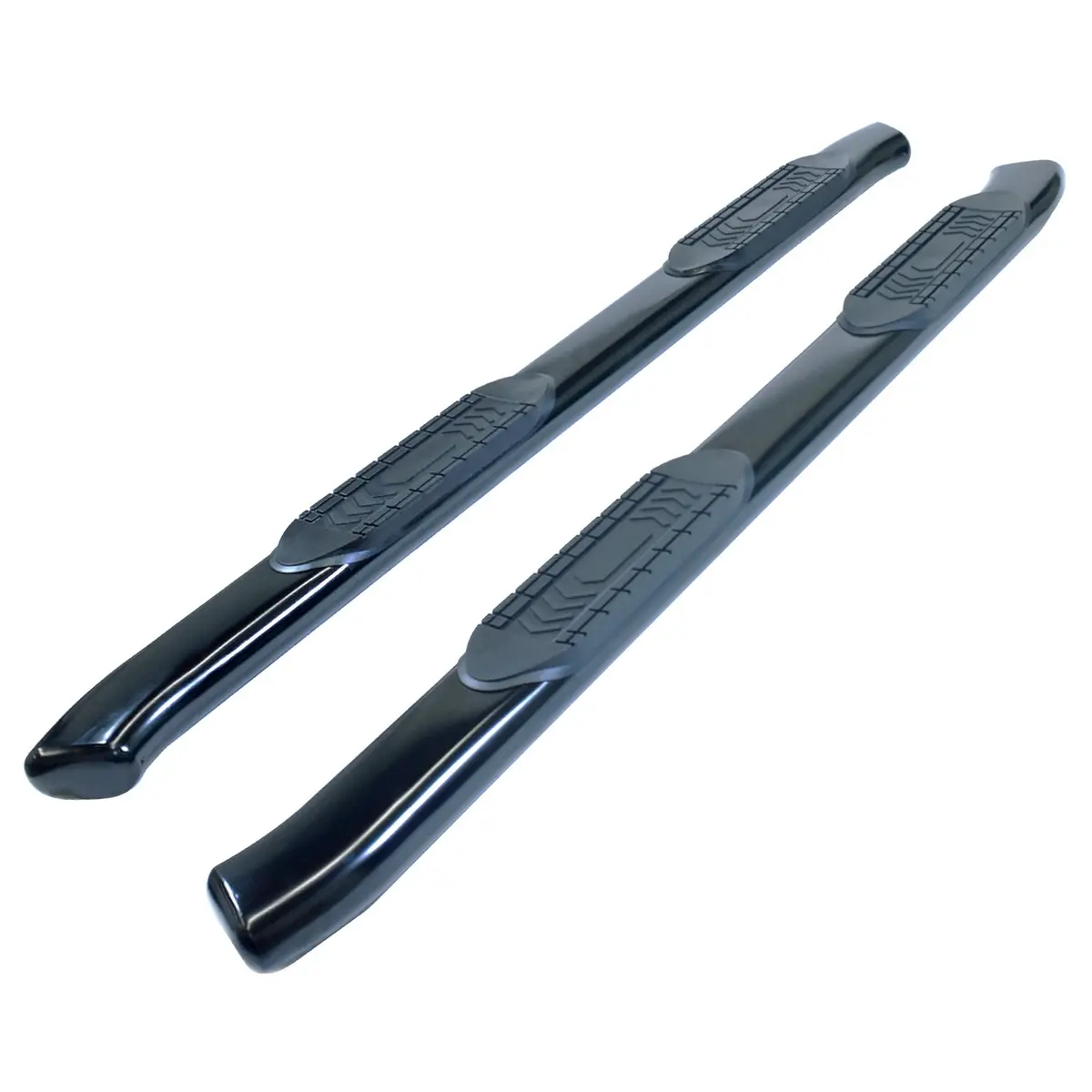 A8250b - With Step Pads 6 In Oval Bent Powder Coated Black Steel With Welded End Caps Roc 1