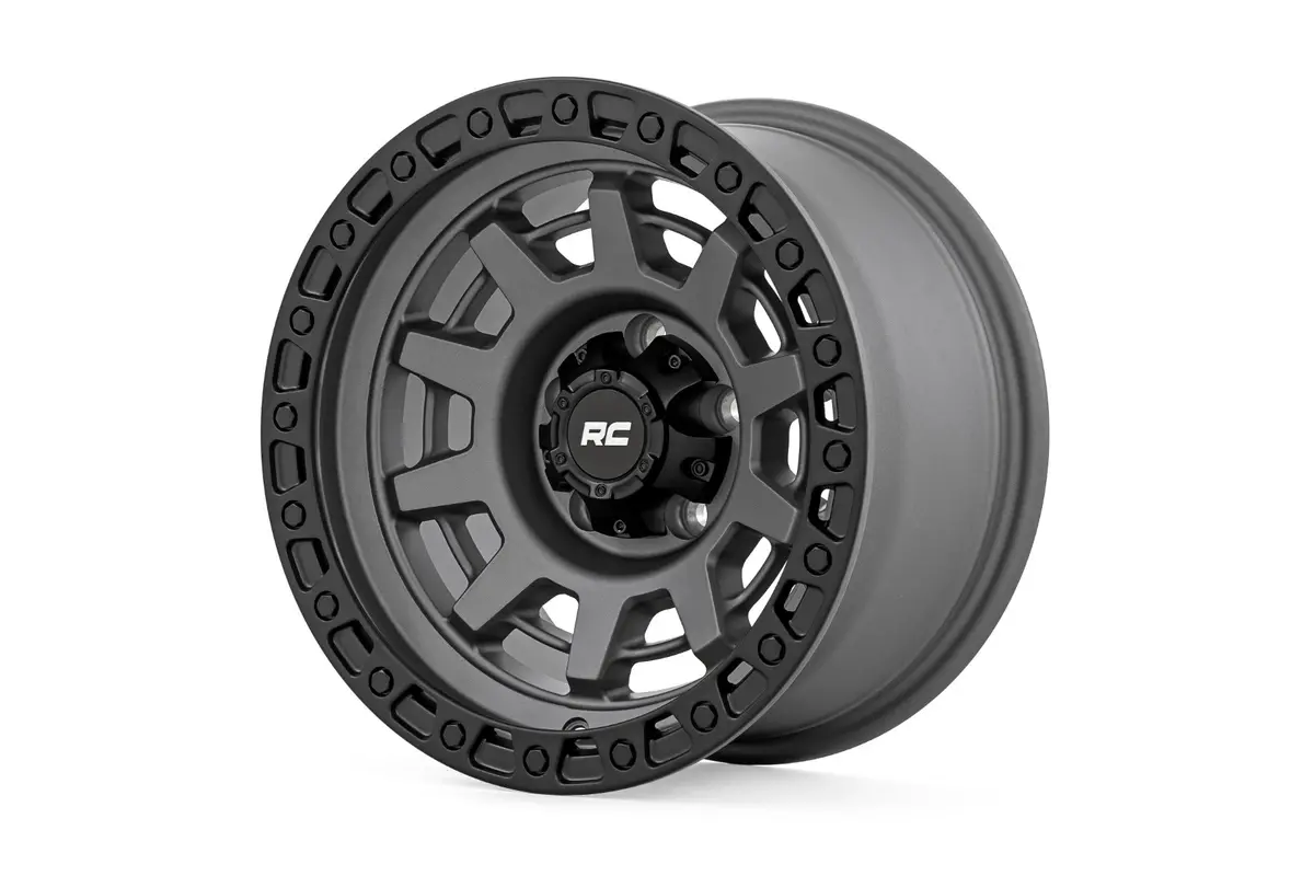 85150814  -  Rough Country 85 Series Wheel/One-Piece/Gunmetal Gray/Black/15X8/5X5.5/-19Mm 1