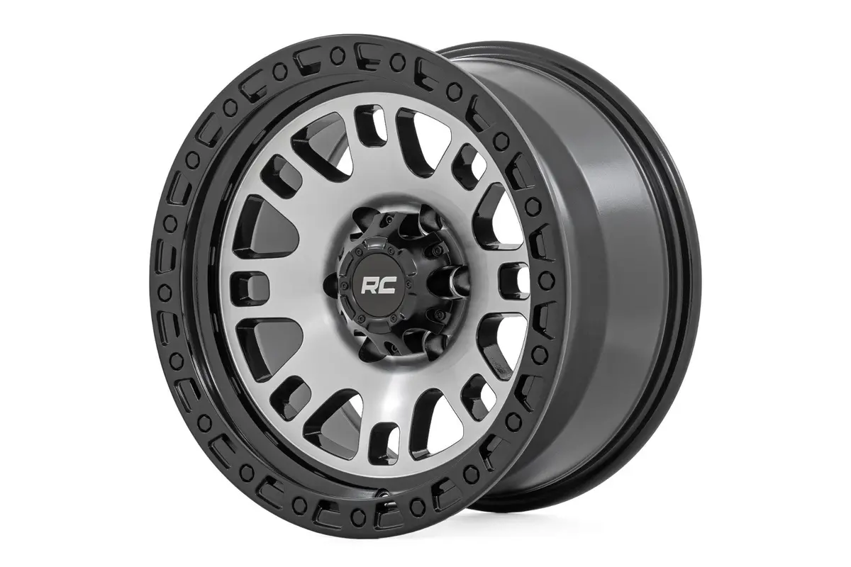 82170918M  -  Rough Country 82 Series Wheel/One-Piece/Machined Semi Gloss Black/17X9/5X5/-12Mm 1