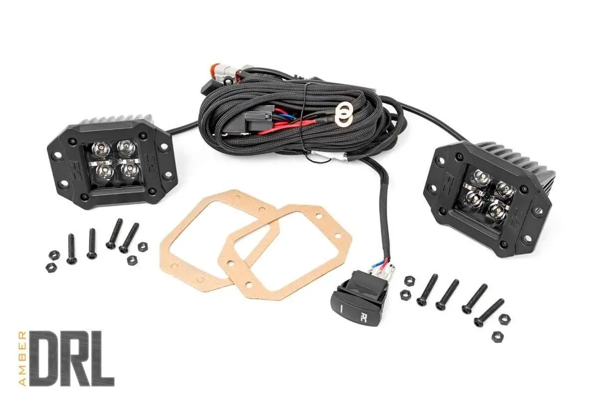 70803Blkdrla  -  2 Inch Black Series Led Light Pods - Flush Mount - Amber Drl 1