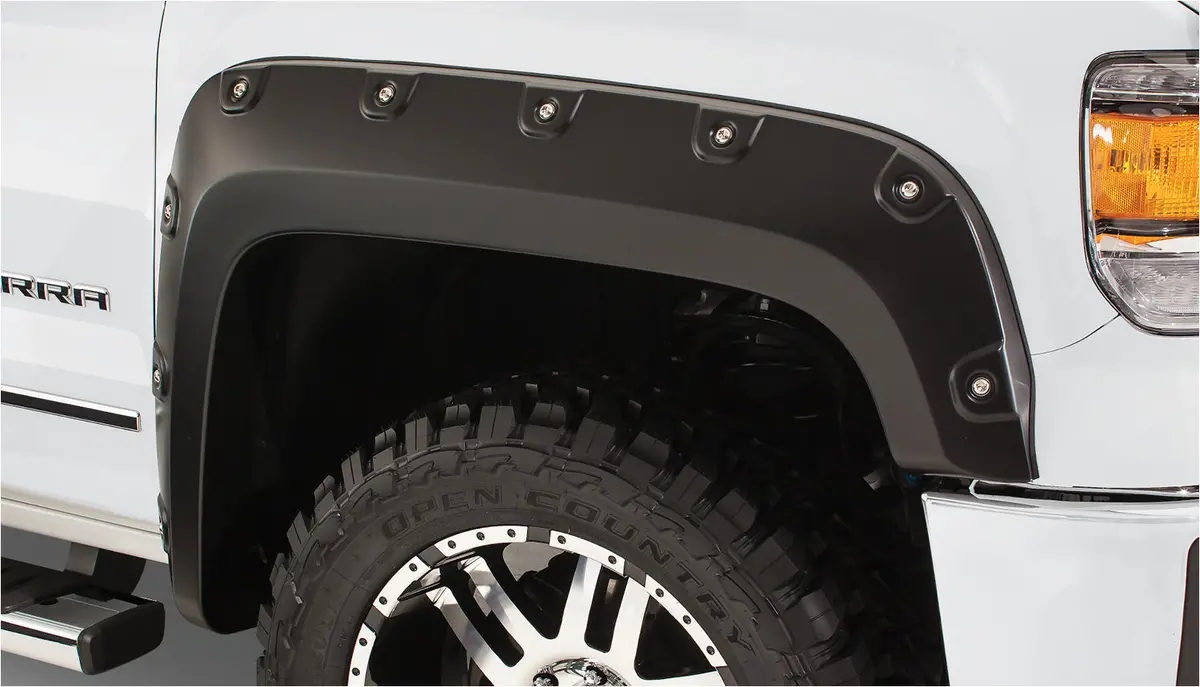 40940-02  -  Boss Pocket/Rivet Style Fender Flares Black Smooth Finish 4-Piece Set 1