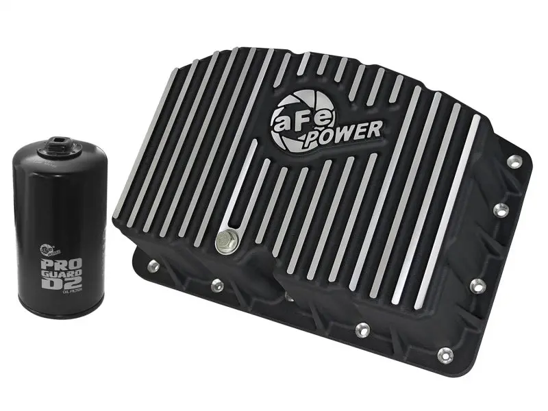 Afe Pro Series Engine Oil Pan Black W/Machined Fins; 11-16 Ford Powerstroke V8-6.7L (Td) 1