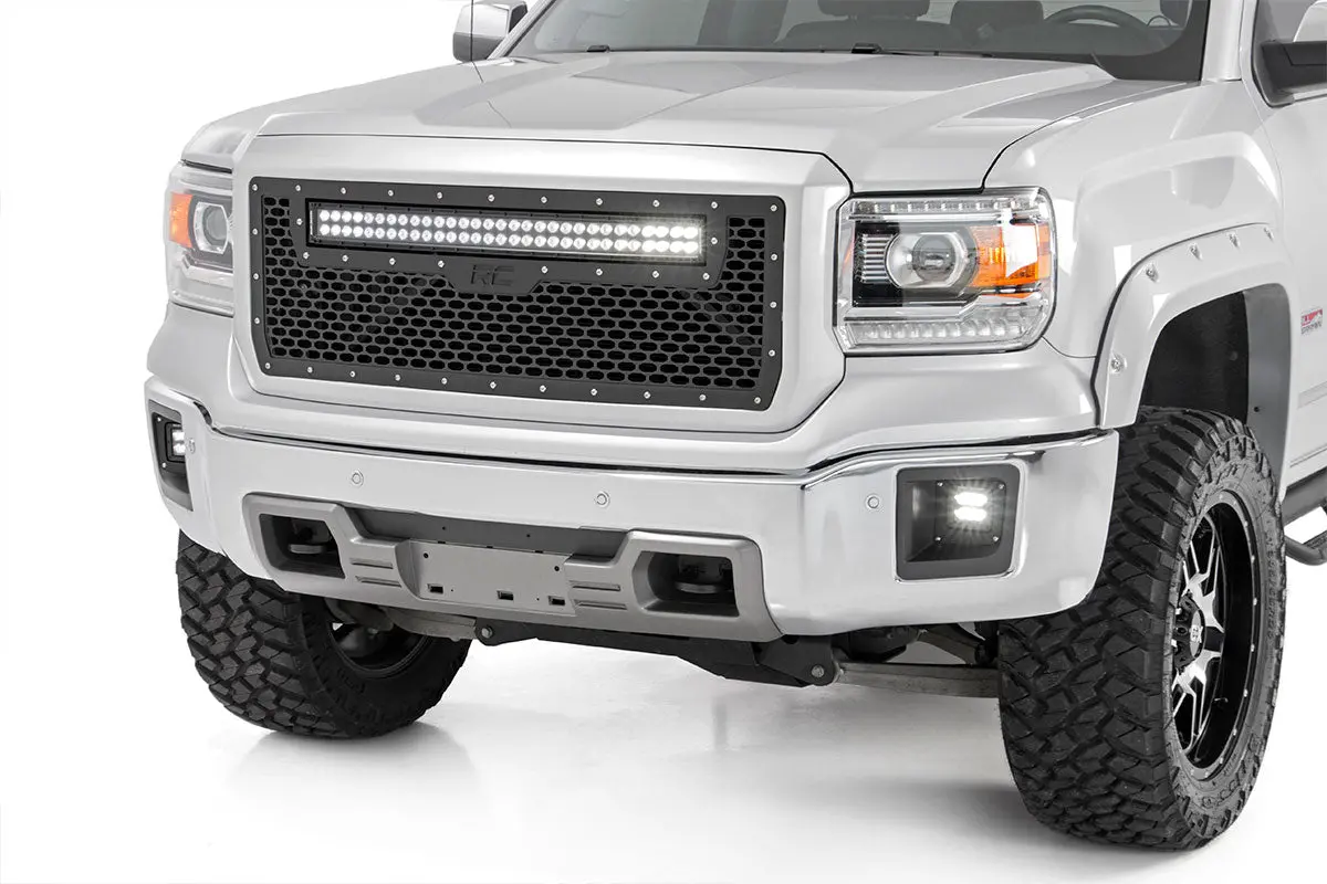 70190  -  Mesh Grille - 30" Dual Row Led - Black - Gmc Sierra 1500 2Wd/4Wd (2014-2015) 1
