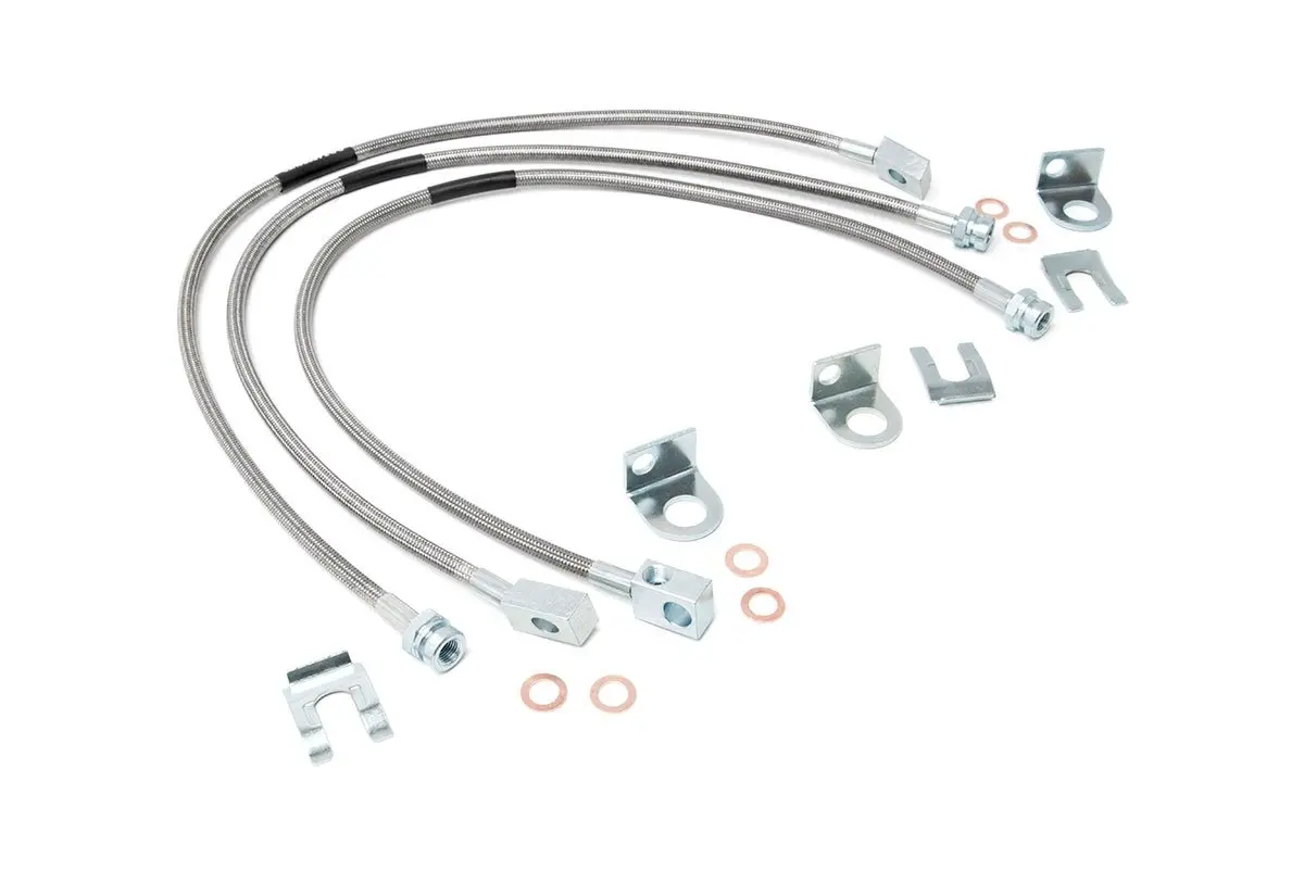 89715 - Jeep Front & Rear Stainless Steel Brake Lines - 4-6In Lifts (Xj/Yj/Tj) 1