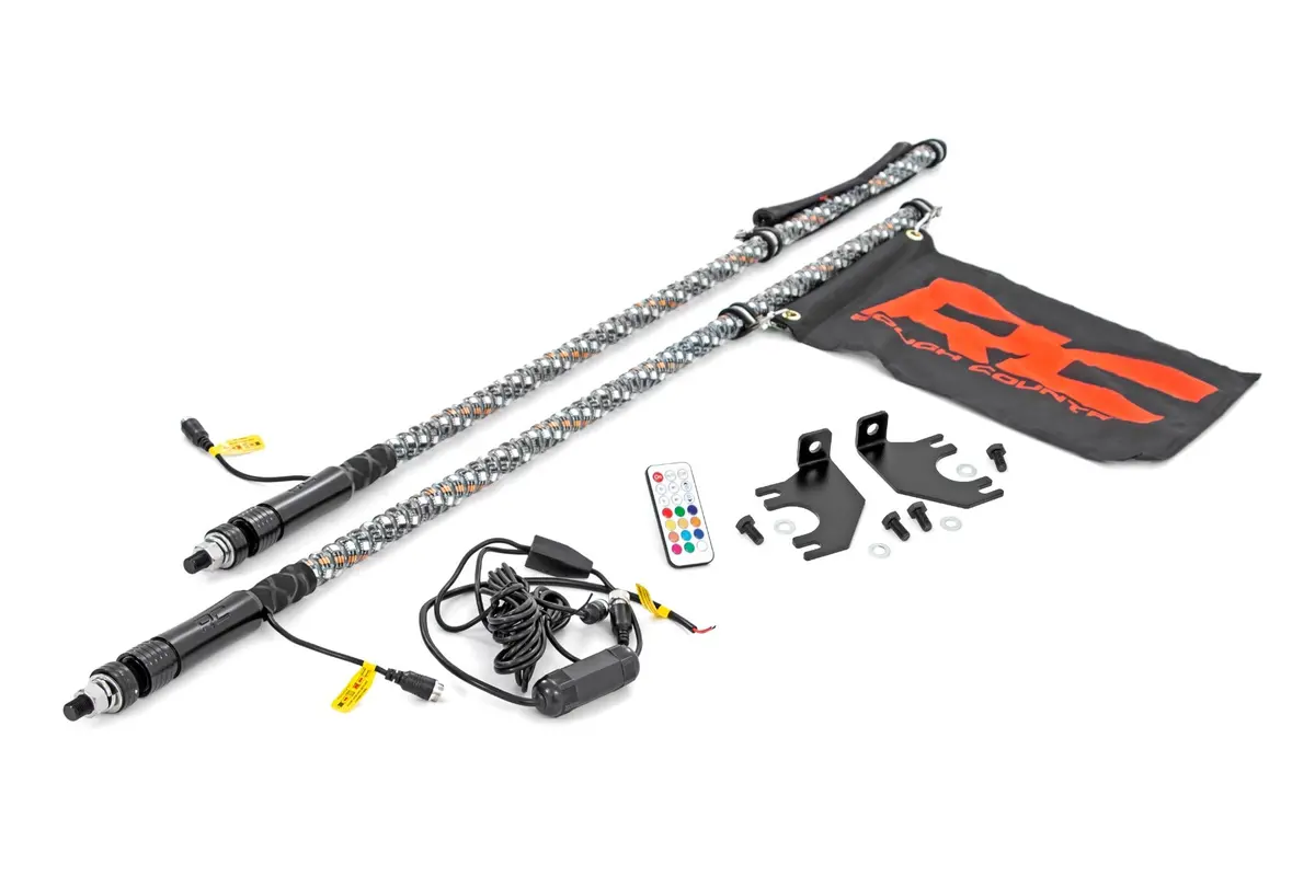 94011  -  Whip Mount - Cage - 4' Multl-Color Led Whip Pair - Kawasaki Teryx4 800 1
