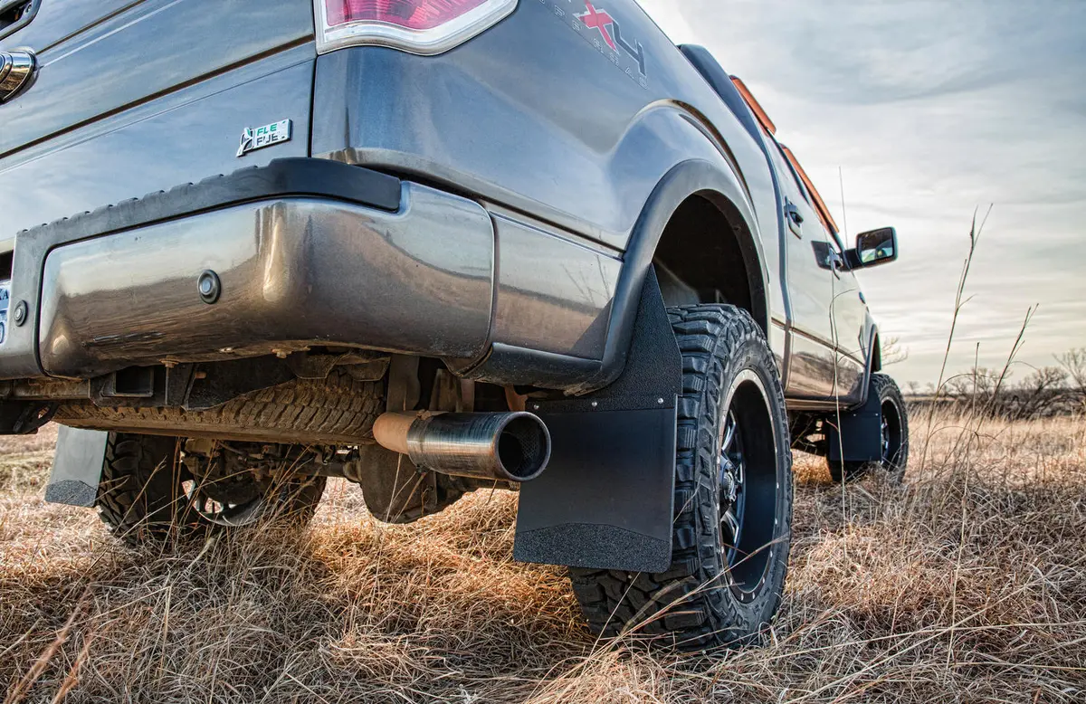 Mud Flaps - Kick Back Mud Flaps 14" Wide - Stainless Steel Top And Weight 1