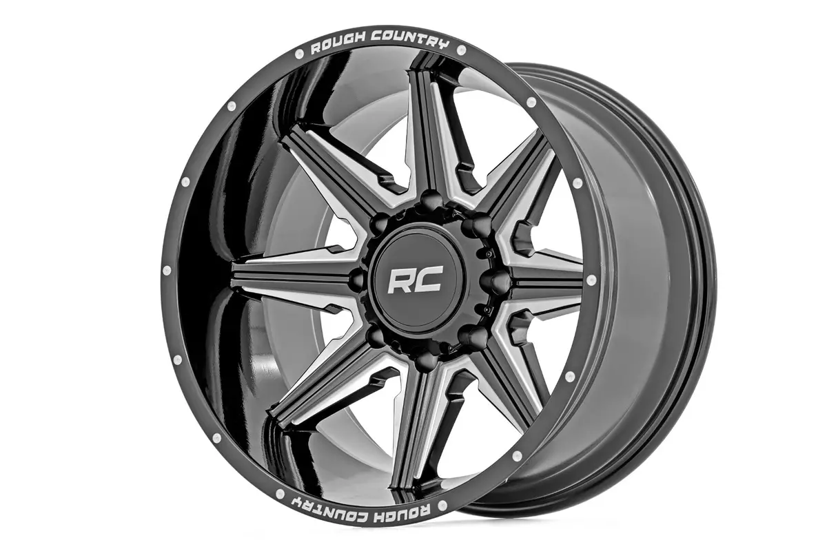 91201206M  -  Rough Country 91M Series Wheel/One-Piece/Gloss Black/20X12/8X180/-44Mm 1
