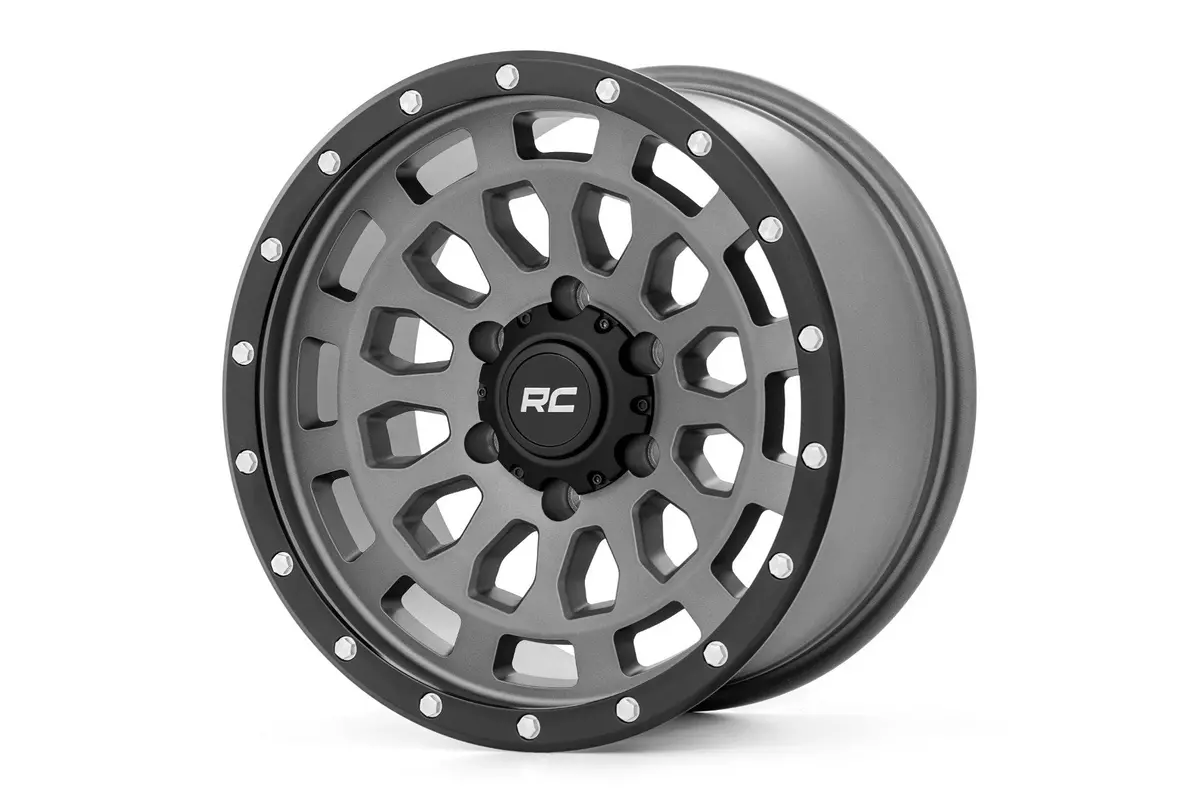 87170912G  -  Rough Country 87 Series Wheel/Simulated Beadlock/Gray/Black/17X8.5/6X5.5/+0Mm 1