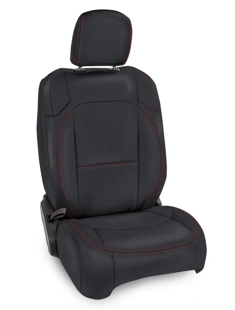 Prp 2018+ Jeep Wrangler Jlu/4 Door/Gladiator/Rubicon Front Seat Cover (Pair) -Black W/ Red Stitching 1
