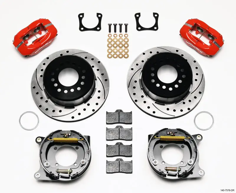 Wilwood Forged Dynalite P/S Park Brake Kit Drilled Red Chevy 12 Bolt-Spec 3.15In Brng 1