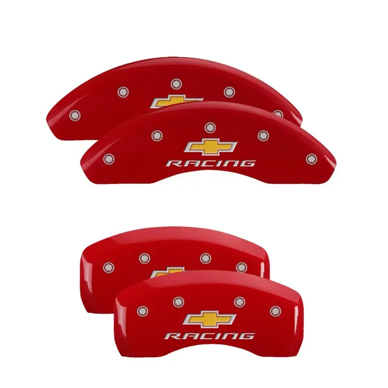 Mgp Engraved 4-Piston Caliper Covers For 2018 Chevrolet Cruze – Racing Red Finish W/ Silver Char 1