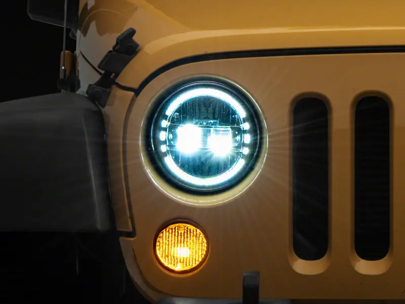 Raxiom Axial 7-Inch Led Headlights With Drl – Chrome Housing, Clear Lens For Jeep Wrangler Tj & Jk (1997–2018) 1