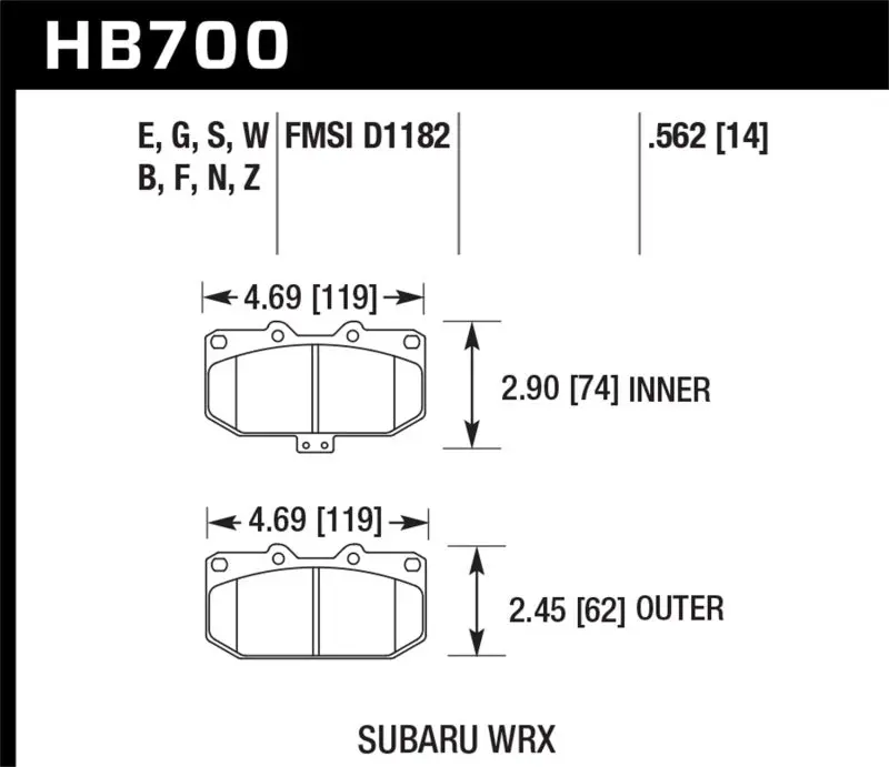 Hawk Hp Plus Front Street Brake Pads For 2006–2007 Subaru Impreza Wrx 1