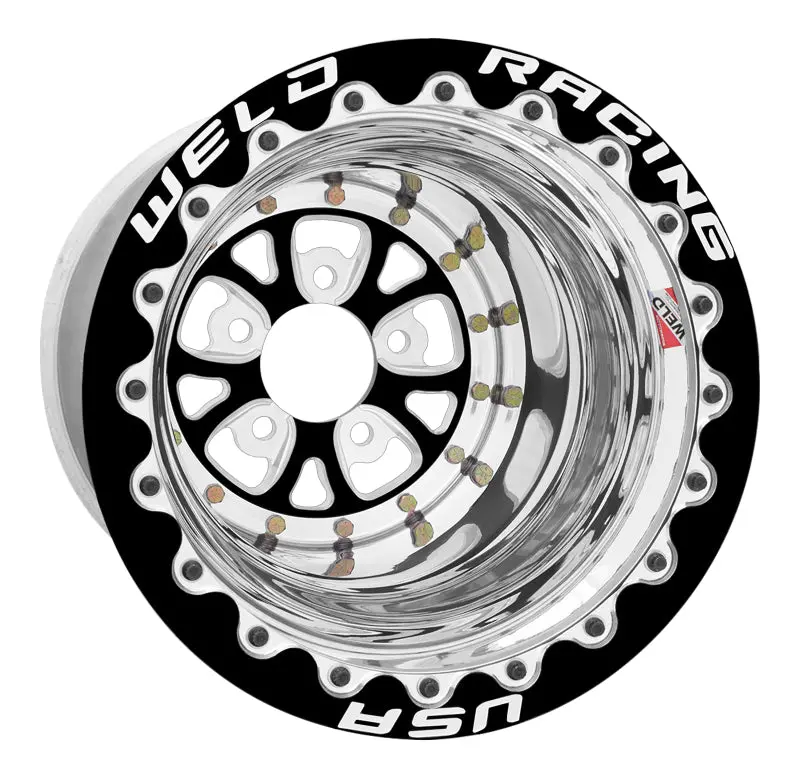 Weld V-Series 15X12 / 5X4.5 Bp / 4In. Bs Black Wheel - Black Single Beadlock Mt 1