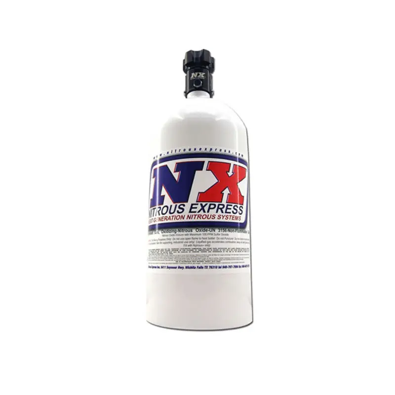Nitrous Express 5-Pound N2O Bottle With Lightning 500 Solenoid Valve – 5.25" Diameter × 17.64" Height 1
