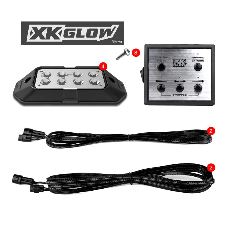 Xk Glow Strobe Pod Lights – White & Amber 4-Piece Set With Traffic-Safe Flashing Modes And Steady-On Function 1
