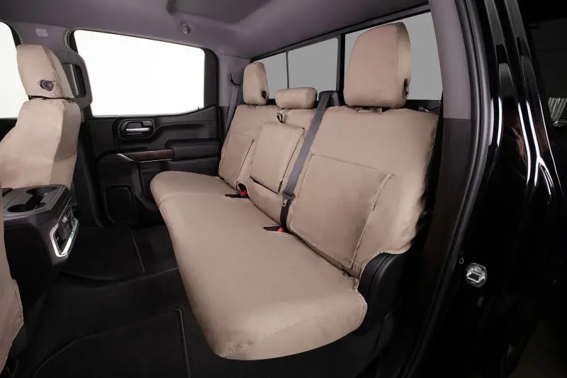 Covercraft Seatsaver Custom Front Row Seat Covers For 2008–2010 Ford F-250/F-350 — Taupe Polycotton Fabric 1