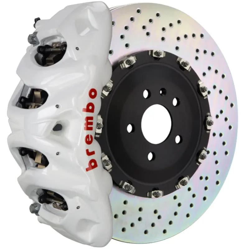 Brembo Gt Big Brake Kit For 2017–2020 Honda Civic Si Sedan – Front, 4-Piston Calipers, 345X28Mm Two-Piece Drilled Rotors (White Finish) 1